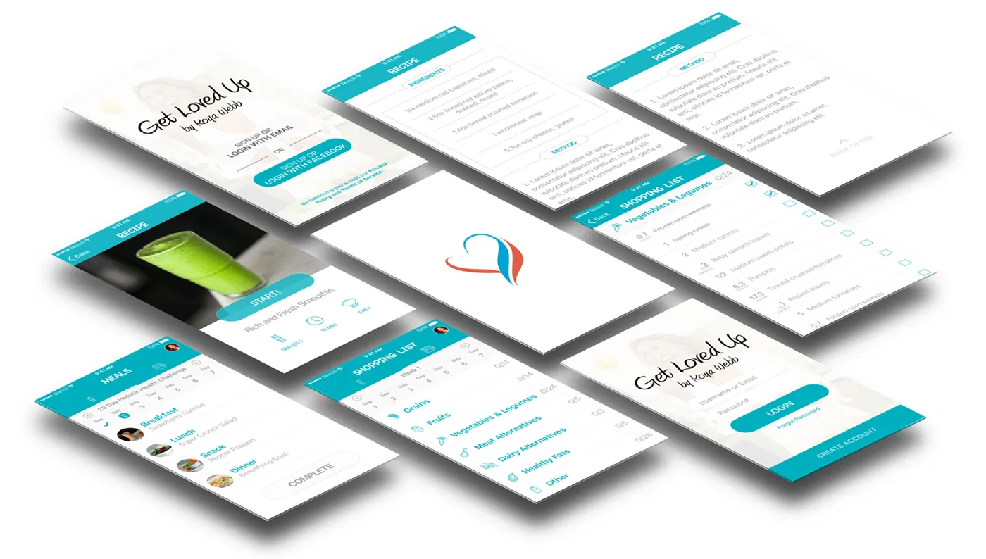 Get Loved Up app interface by Koya Webb showing holistic health challenge
